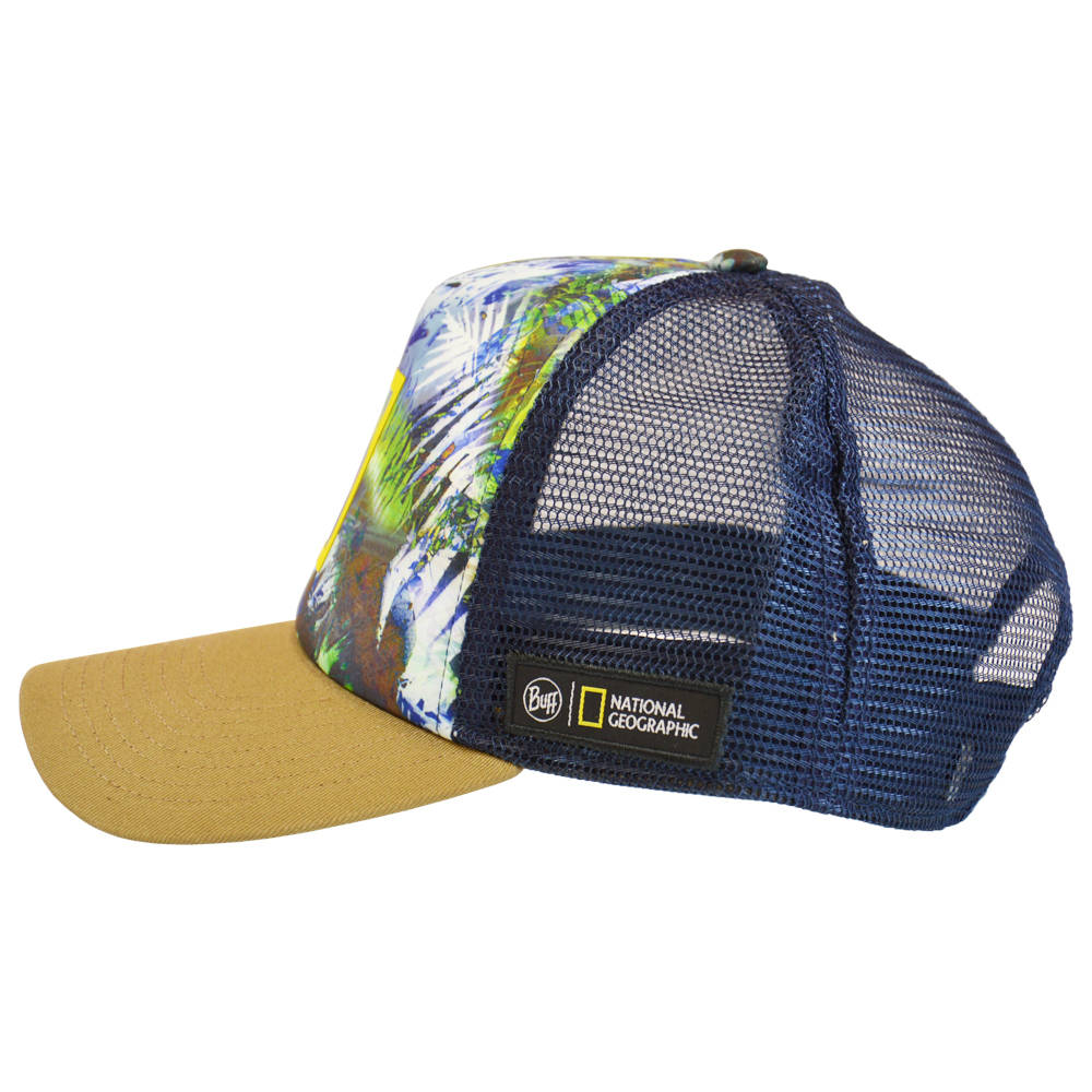 Trucker Cap Buff Scarlett Macaw National Geographic L XL Trucker