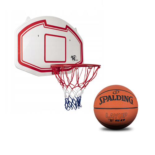 Set to Basketball Backboard Rim and Net + Spalding TF-50 LAYUP Size 7