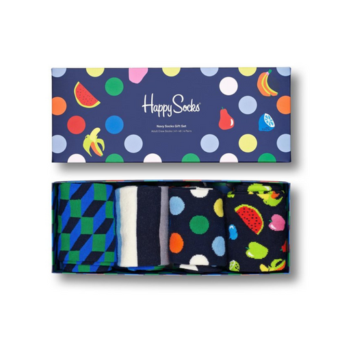 Happy Socks 4-pack Navy Ponožky - XNAV09-6600