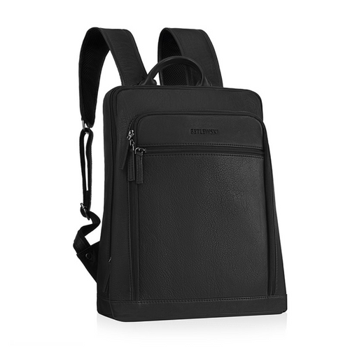 Leather Laptop Backpack Betlewski Cambridge Black - BPL-01 DDDM