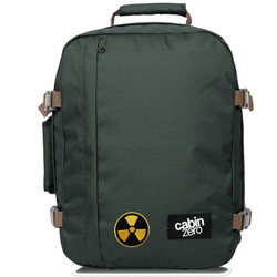 CabinZero Classic 2w1 28L Backpack black + Custom Yellow Radioactivity Sign