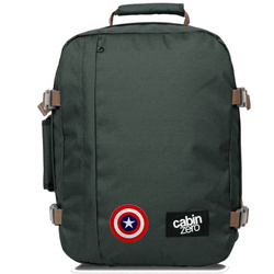 CabinZero Classic 2w1 28L Backpack black + Custom Captain America Shield